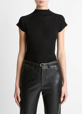 Wool Raglan Cap-Sleeve Mock-Neck Top in Short Sleeve | Vince for sale