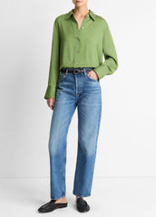 Stretch-Silk Button-Front Blouse in Long Sleeve | Vince on sale