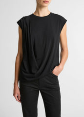 Pima Cotton-Blend Draped Relaxed Top in Tank Tops | Vince Online