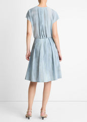 Washed Ombré Cotton Pleated Knee Skirt in Skirts | Vince outlet