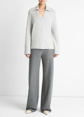 Wool & Cashmere-Blend Oversized Polo Sweater in V-Neck | Vince for sale