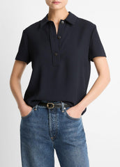 Crepe Polo Shirt in Short Sleeve | Vince Online