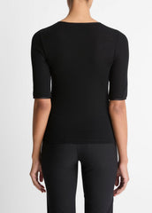 Satin-Trim Wool Elbow-Sleeve T-Shirt in Short Sleeve | Vince sale