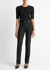 Satin-Trim Wool Elbow-Sleeve T-Shirt in Short Sleeve | Vince sale