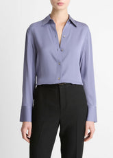 Stretch-Silk Button-Front Blouse in Long Sleeve | Vince for sale