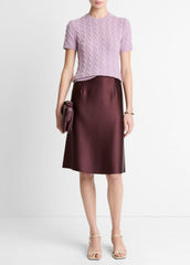Cable-Knit Wool & Cashmere-Blend Short-Sleeve Sweater in Crew Neck | Vince US