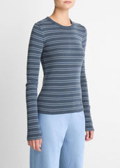 Striped Pima Cotton-Blend Long-Sleeve T-Shirt in Long Sleeve | Vince Online