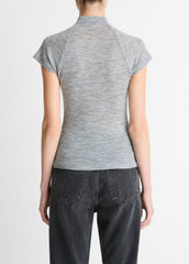 Wool Raglan Cap-Sleeve Mock-Neck Top in Short Sleeve | Vince discount