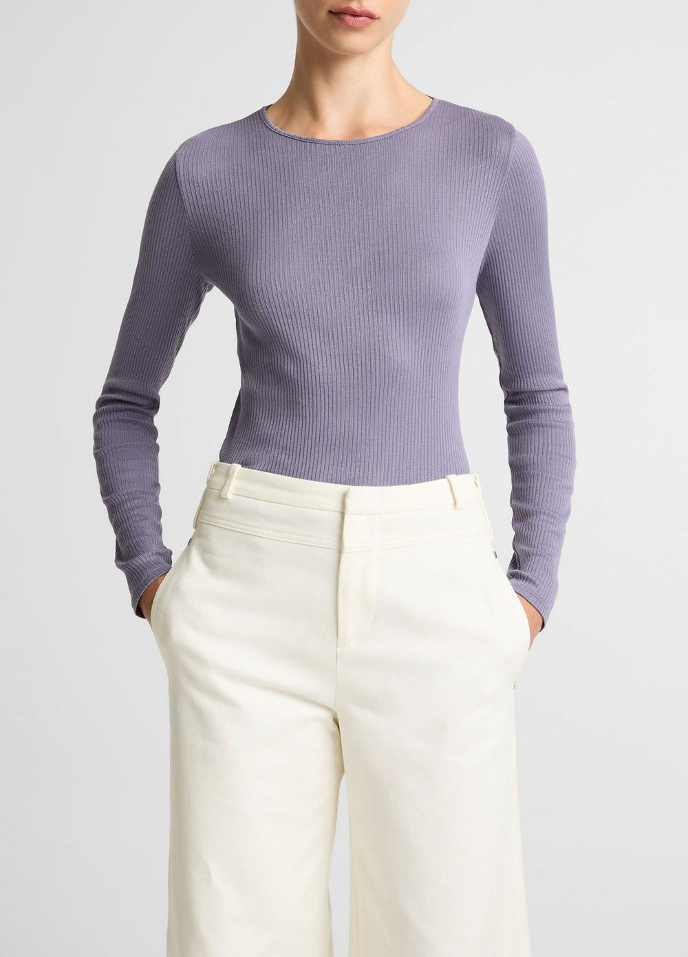 Ribbed Pima Cotton Long-Sleeve T-Shirt in Long Sleeve | Vince near me