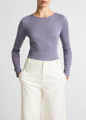 Ribbed Pima Cotton Long-Sleeve T-Shirt in Long Sleeve | Vince near me