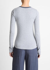 Tipped Heathered Pima Cotton-Blend Long-Sleeve T-Shirt in Long Sleeve | Vince on sale