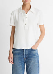 Crepe Polo Shirt in Short Sleeve | Vince discount