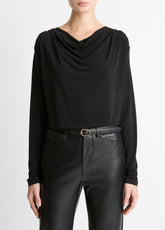 Matte Jersey Cowl-Neck Top in Long Sleeve | Vince near me