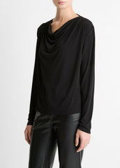 Matte Jersey Cowl-Neck Top in Long Sleeve | Vince near me