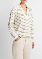 Striped Cotton Long-Sleeve Polo Shirt in Long Sleeve | Vince for sale