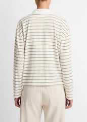 Striped Cotton Long-Sleeve Polo Shirt in Long Sleeve | Vince for sale