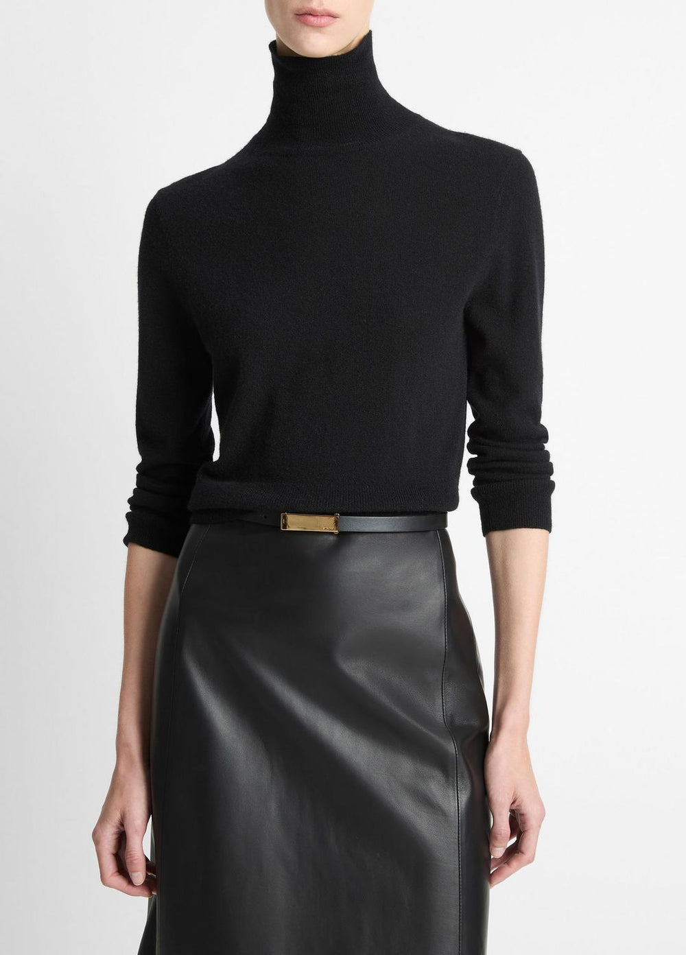 Cashmere-Silk Three-Quarter-Sleeve Mock-Neck Sweater in Turtleneck | Vince for sale