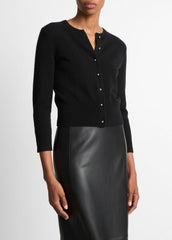 Metal-Button Wool & Cashmere-Blend Cardigan in Cardigans | Vince US