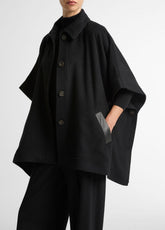 Leather-Trim Wool Cape in Accessories | Vince near me