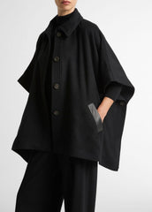 Leather-Trim Wool Cape in Accessories | Vince near me