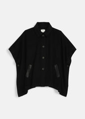 Leather-Trim Wool Cape in Accessories | Vince near me