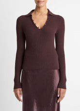 Ribbed Cashmere-Silk Polo Sweater in Cashmere | Vince near me