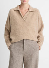 Donegal Plush Cashmere Dolman-Sleeve Polo Sweater in Cashmere | Vince for sale