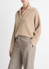 Donegal Plush Cashmere Dolman-Sleeve Polo Sweater in Cashmere | Vince for sale