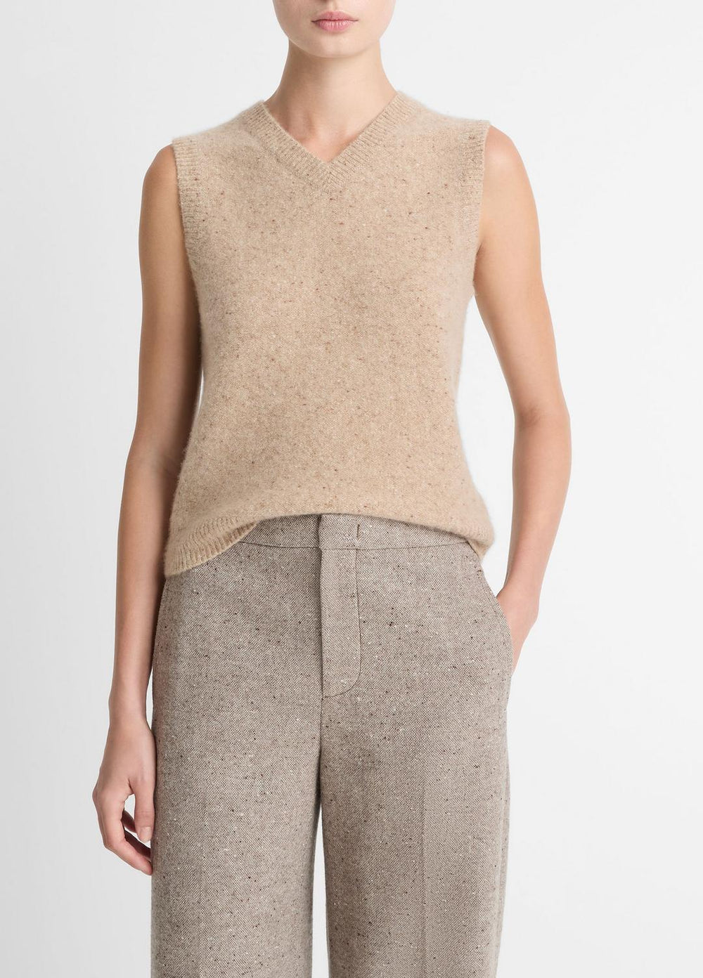 Donegal Plush Cashmere Sweater Vest in V-Neck | Vince US