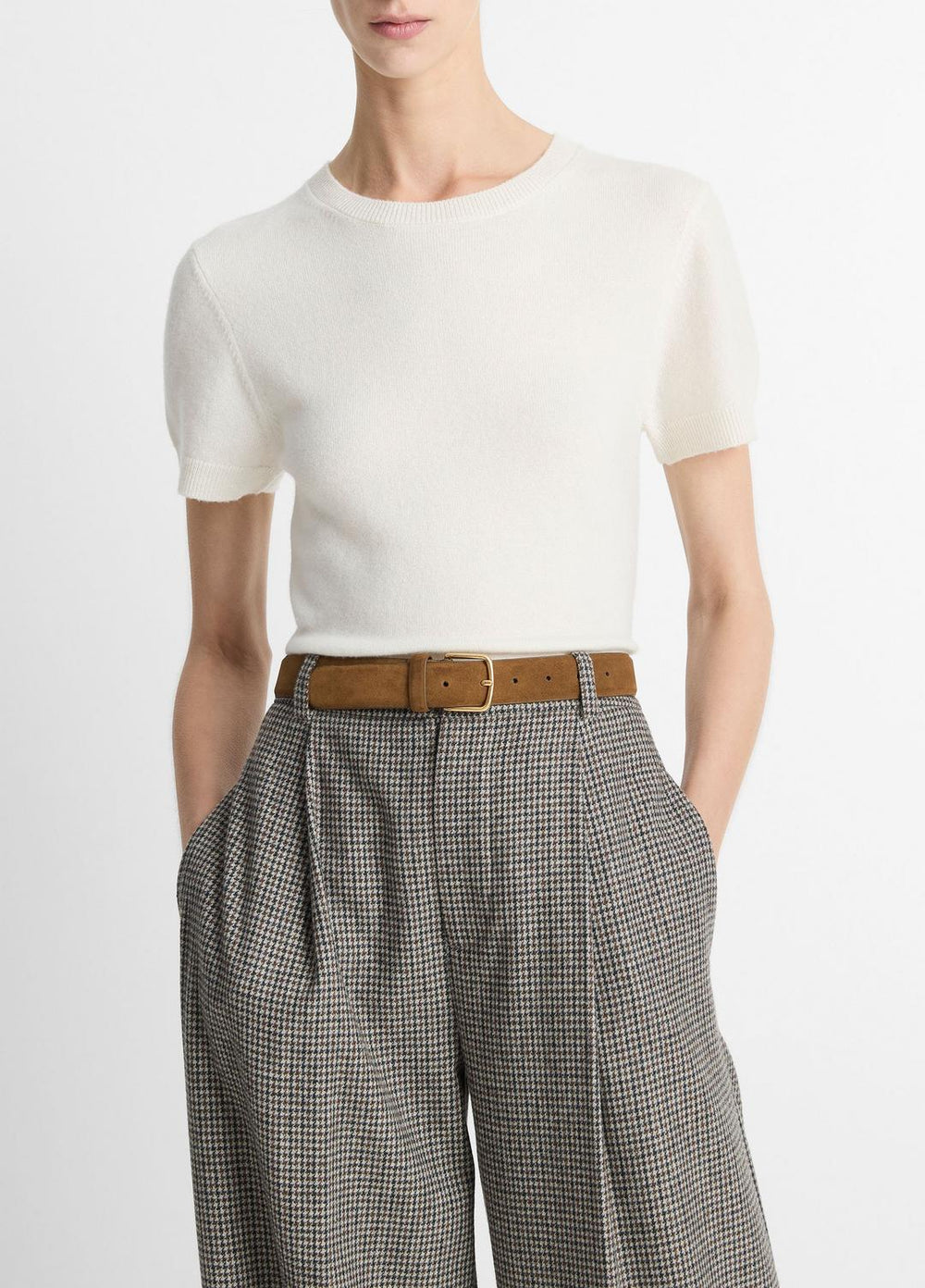 Wool & Cashmere-Blend Short-Sleeve Sweater in Crew Neck | Vince US