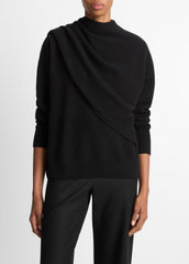 Draped-Shawl Wool-Cashmere Sweater in Turtleneck | Vince Online
