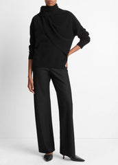 Draped-Shawl Wool-Cashmere Sweater in Turtleneck | Vince Online