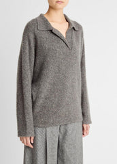 Donegal Plush Cashmere Dolman-Sleeve Polo Sweater in Cashmere | Vince US
