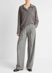 Donegal Plush Cashmere Dolman-Sleeve Polo Sweater in Cashmere | Vince US
