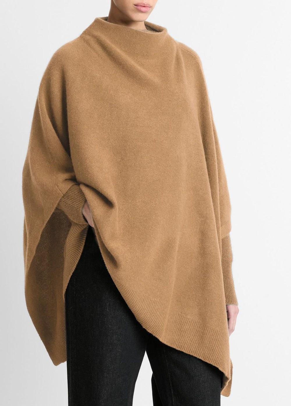 Merino Wool-Cashmere Funnel-Neck Poncho in Accessories | Vince US