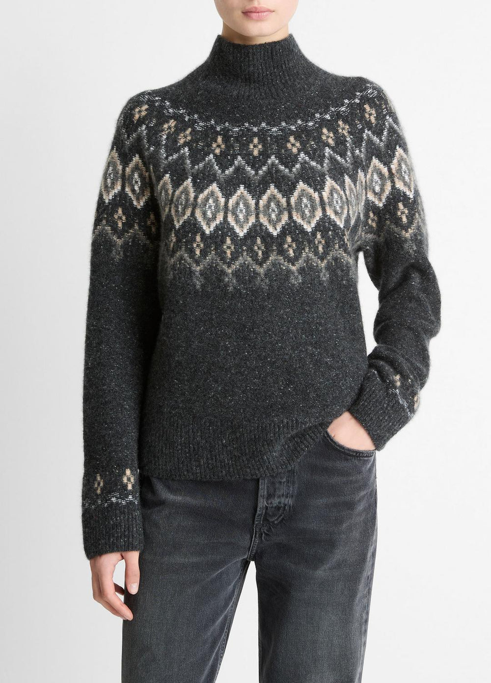Fair Isle Donegal Cashmere Turtleneck Sweater in Turtleneck | Vince outlet
