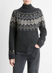 Fair Isle Donegal Cashmere Turtleneck Sweater in Turtleneck | Vince outlet
