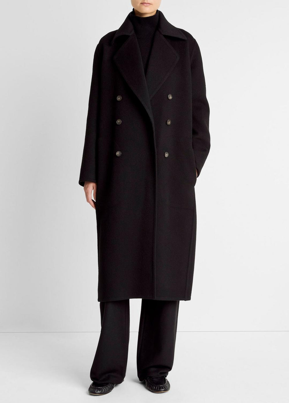 Wool-Blend Double-Breasted Long Coat in Coats | Vince for sale