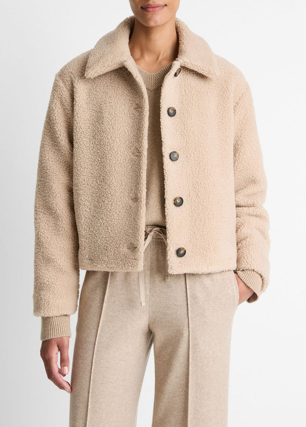 Collared Sherpa Jacket in Jackets | Vince Online
