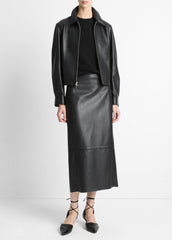 Leather Cropped Zip-Front Jacket in Jackets | Vince near me