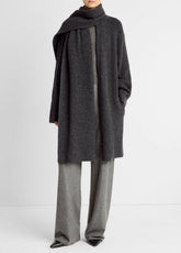 Draped-Scarf Wool-Blend Car Coat in Coats | Vince US