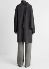 Draped-Scarf Wool-Blend Car Coat in Coats | Vince US
