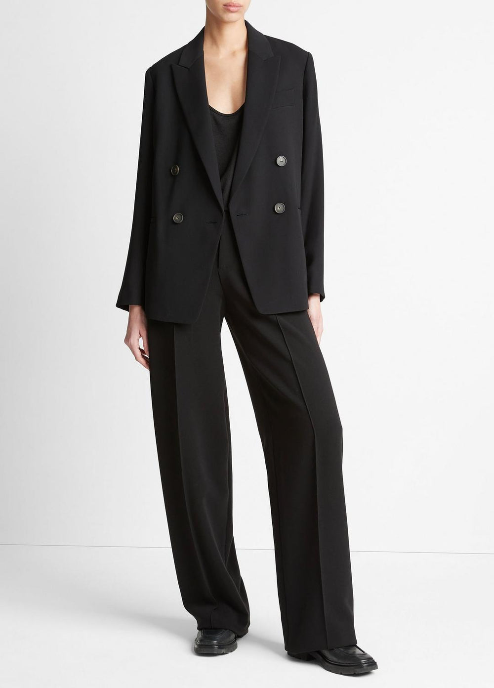 Crepe Double-Breasted Blazer in Blazers | Vince discount