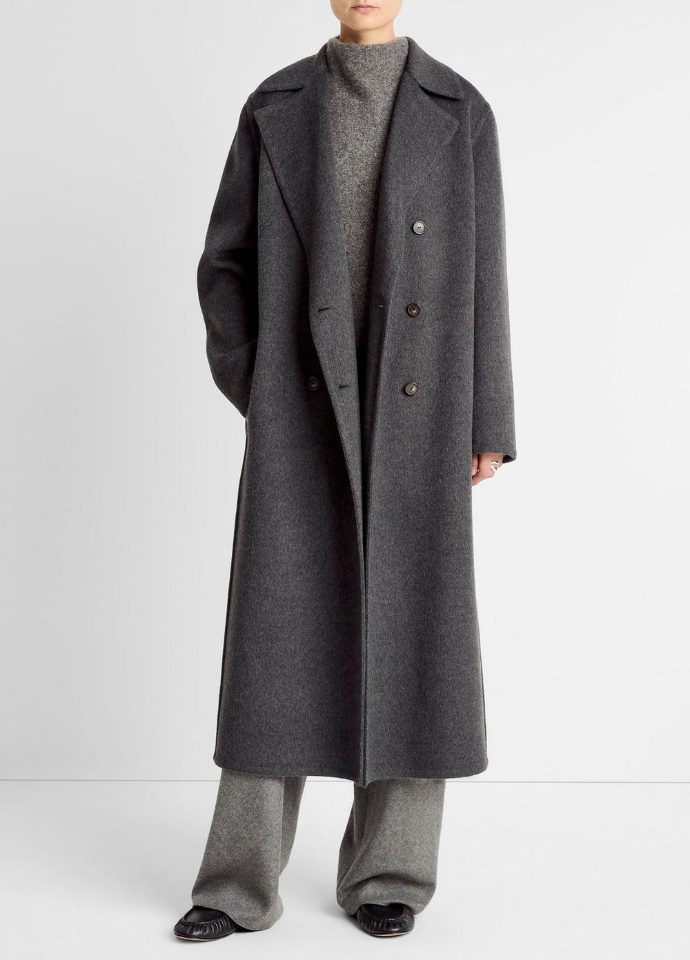 Wool-Blend Double-Breasted Long Coat in Coats | Vince on sale