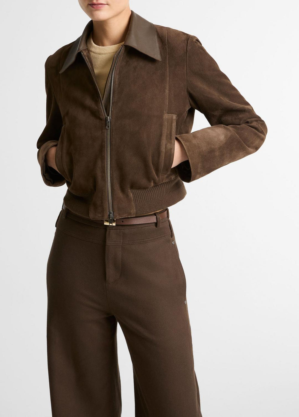 Suede Shrunken Bomber Jacket in Jackets | Vince sale