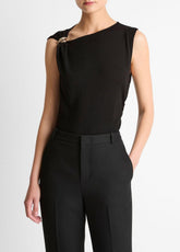 Cinched-Shoulder Wool-Blend Top in Tank Tops | Vince near me