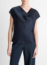 Silk Cowl-Neck Blouse in Short Sleeve | Vince sale