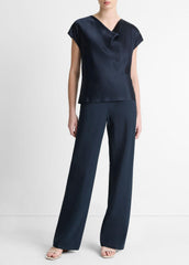 Silk Cowl-Neck Blouse in Short Sleeve | Vince sale