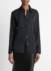 Stretch-Silk Button-Front Blouse in Long Sleeve | Vince US
