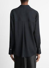 Stretch-Silk Button-Front Blouse in Long Sleeve | Vince US